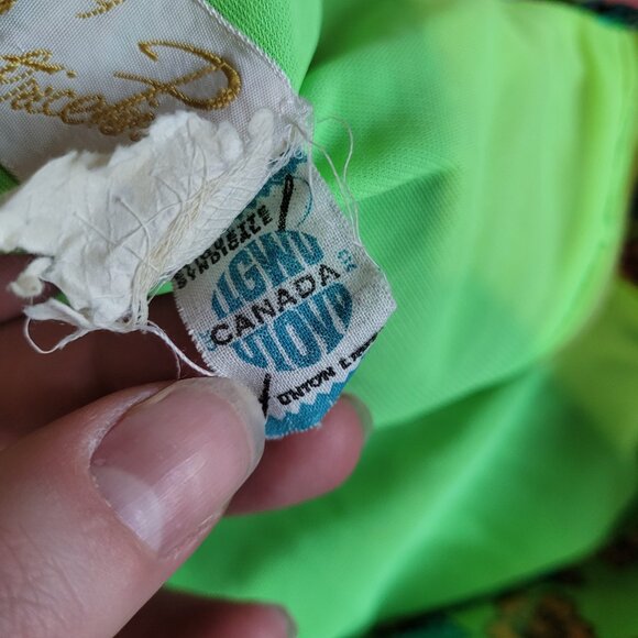 Vintage Groovy Green Maxi Dress 70s Kaftan Beatrice Pines - Picture 10 of 16